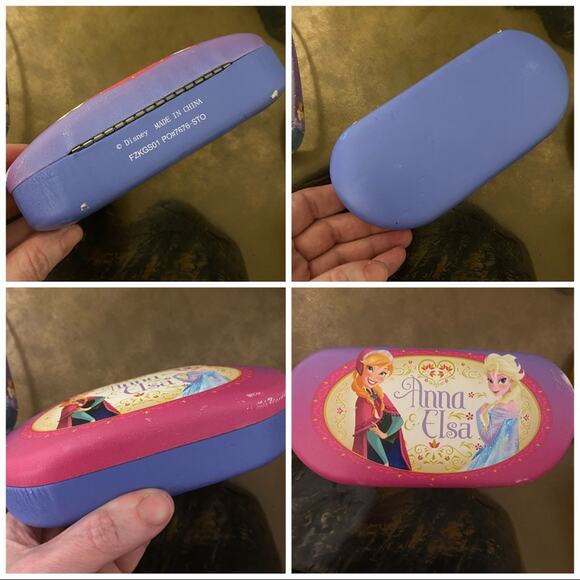 DISNEY Frozen Girls Child Sunglasses New! Case Anna Elsa Purple Blue Pink Signed - Picture 7 of 8